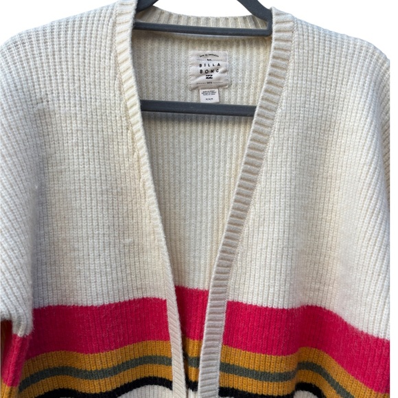 Billabong Women’s M Take Me There Striped Colorful Short Open  Cardigan Sweater - Picture 7 of 12
